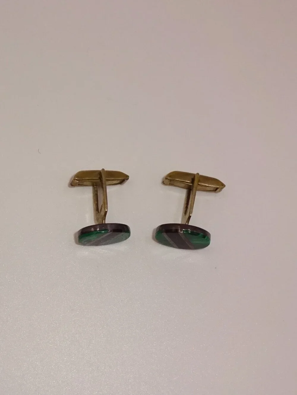 Vintage Taxco Mexico Sterling Silver 925 Malachite Onyx Inlay Cufflinks TCH-04